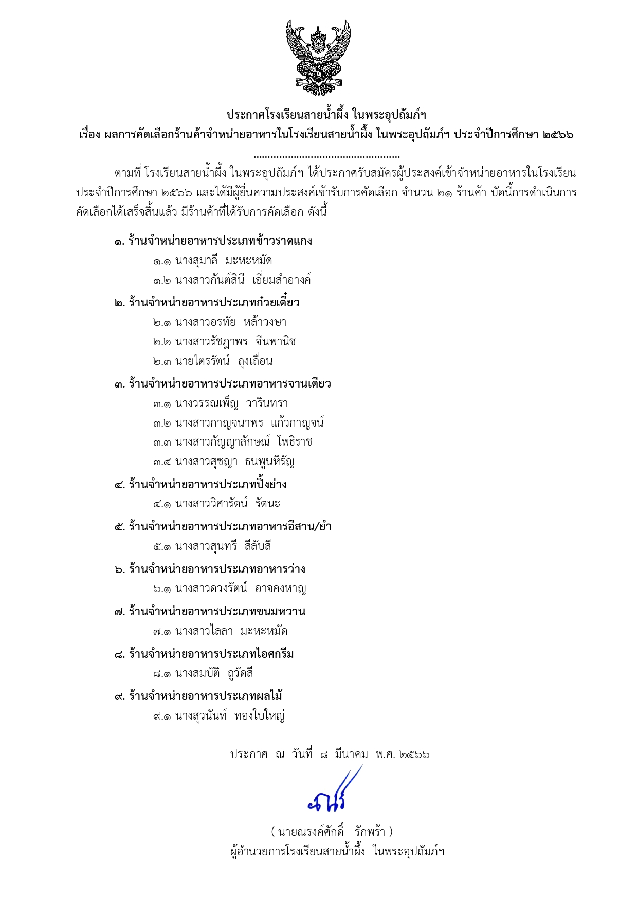 ผลการคัดเลือกร้านค้า ประจำปี 2566 page 0001